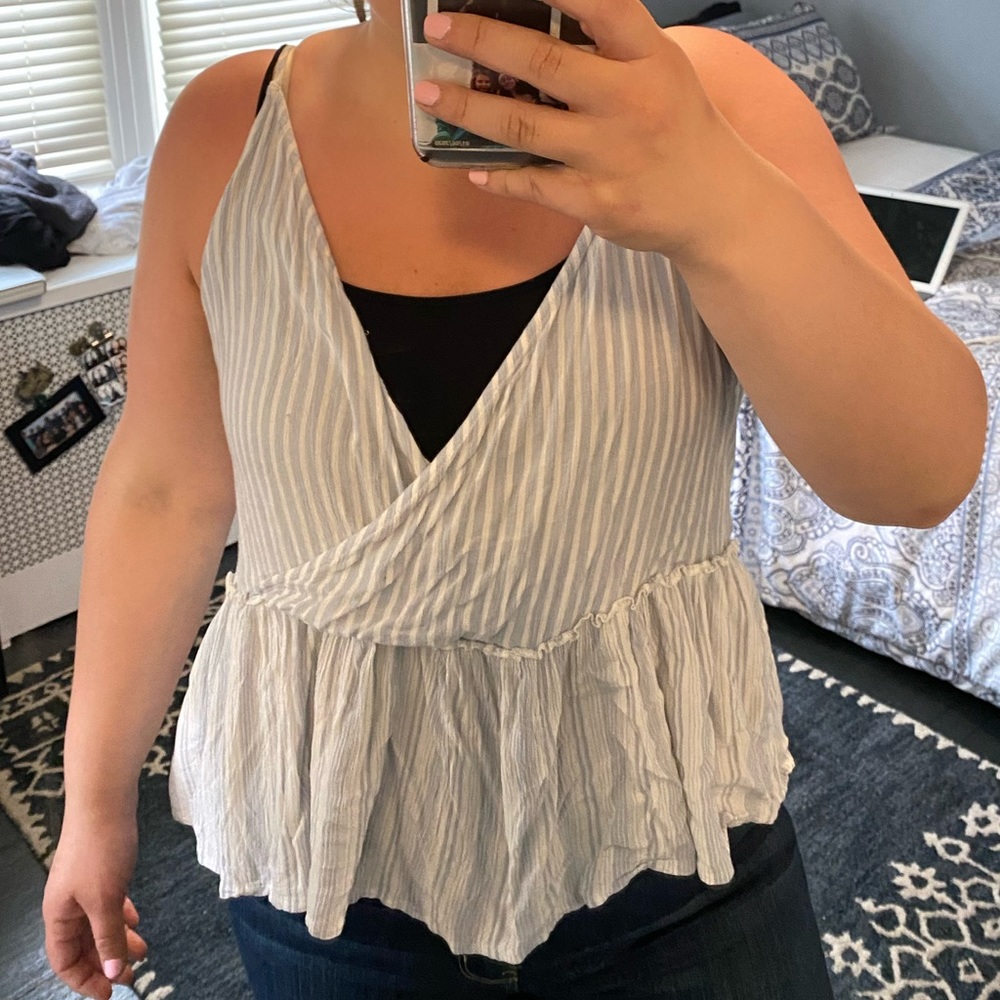 American Eagle striped peplum  tank
